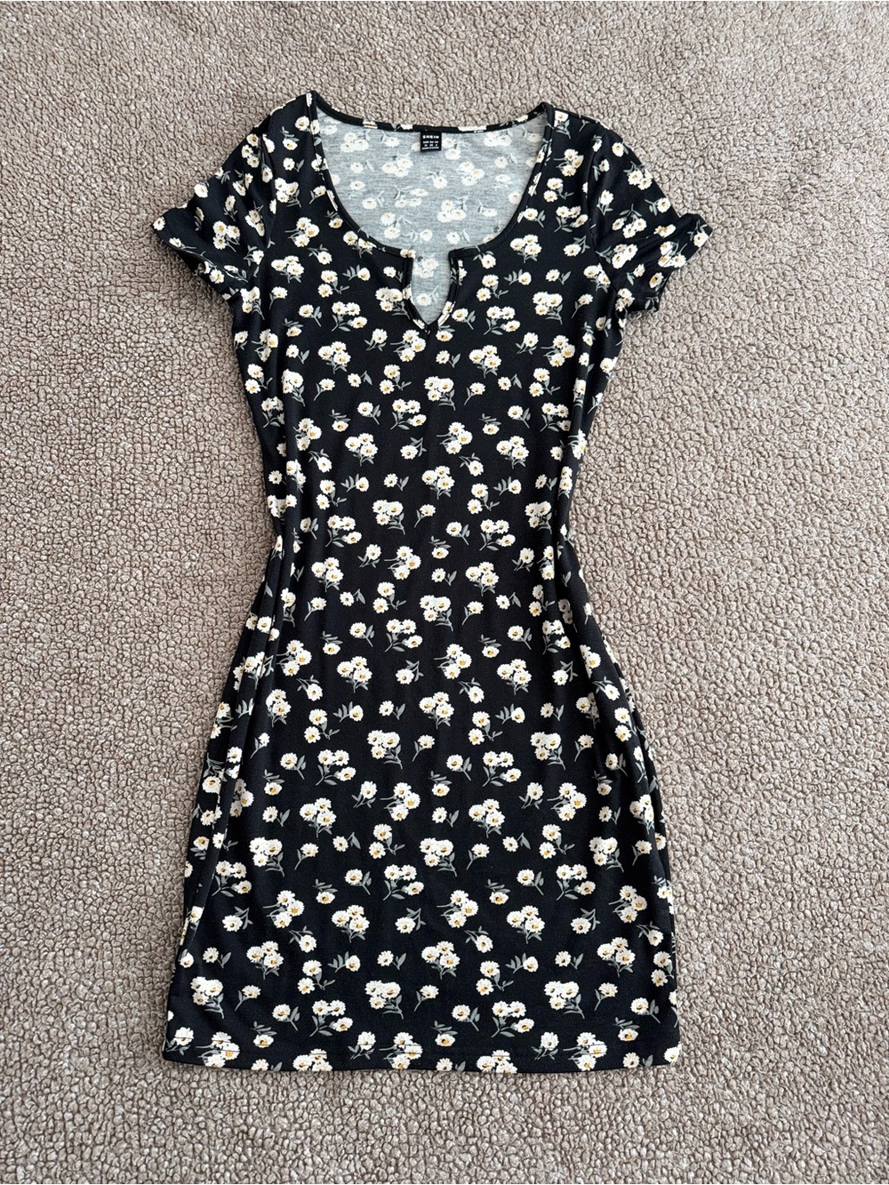 SHEIN Ditsy Floral Notched Neck Bodycon Dress